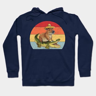 Funny Capybara Riding On a Crocodile Cute animals Hoodie